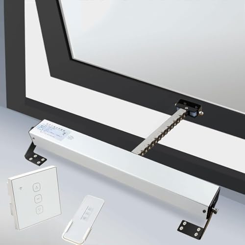 QIeAny Actuador De Apertura De Ventana Eléctrico, Motor De Empuje De Ventana con Cadena Inteligente, Control Remoto Inalámbrico/Botones Controlados,400mm