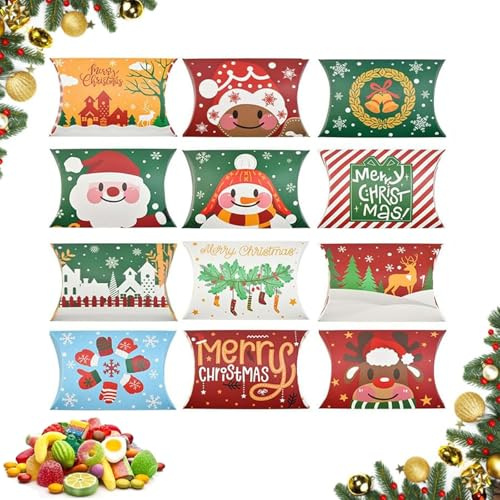 24 Stück Weihnachten Geschenkbox, Weihnachten Geschenkverpackung Schachtel, Weihnachten Pralinenschachtel, für Weihnachtsdekoration und Süßigkeiten (A)