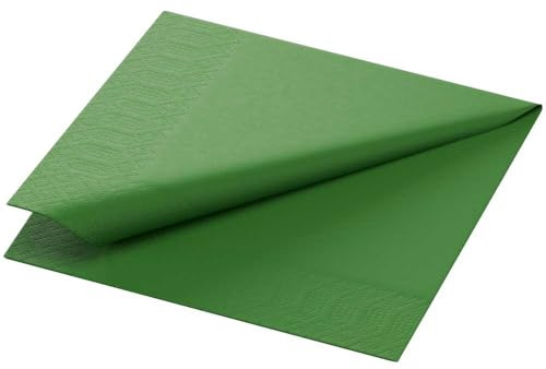 DUNI Servietten, Zelltuch, Leaf Green, 3-lagig, 24 x 24 cm, 1/4 Falz, 250 Stück