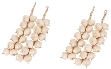 PRETYZOOM 2 Sätze Künstlicher Knoblauch Zwiebel Künstliches Gemüse Knoblauch Fotografie Requisiten Künstliche Gemüsedekorationen Knoblauchzopf Beige Künstliche Lebensmittel 2 Stück * 2