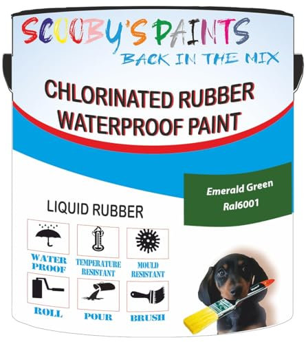 Scooby's Paints Chlorinated Rubber Waterproof Paint, Liquid Rubber (Emerald Green Ral6001, 1 Liter)