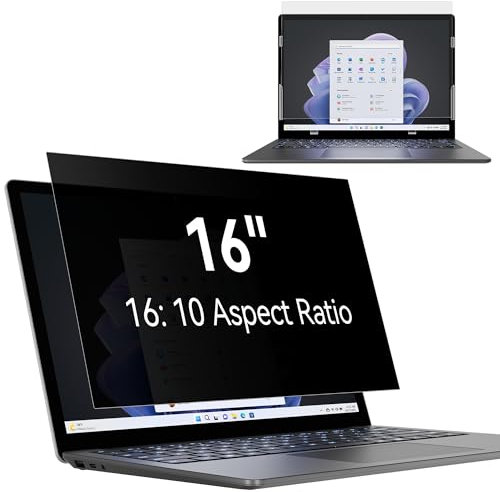 Filtre de Confidentialité 16 Pouces Aspect 16:10, Film Ecran Ordinateur Confidentialité Portable Compatible avec Lenovo/ThinkPad/Acer/Dell/HP/ASUS/Sony, Amovible Anti-Lumière Bleu Protection Ecran PC