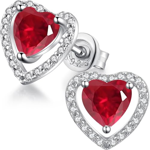 Boucles D'Oreilles Cœur Argent pour Femmes Hommes, Clou Boucle D'oreille Femme Diamant Bijoux Femme