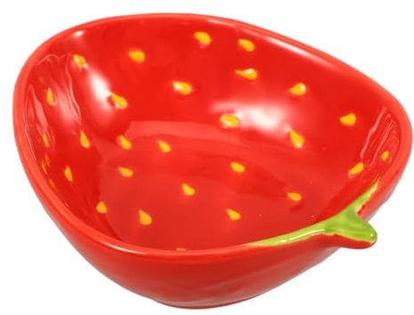MOLUCKFU Ceramic Fruit Bowl Red Fruit Bowl Elegant Strawberry Pattern for Kitchen