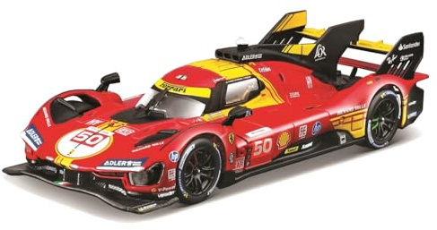 Bburago - Ferrari 499P LMH 24H Le Mans Champion 2024#50 Maßstab 1:43, Diecast-Replik mit Transparenter Vitrine, Ferrari-Lizenz, Alter 14+