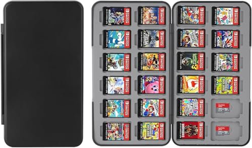 TIANXUAN Game Card Case for Nintendo Switch Nintendo Switch Lite OLED with 24 Slots Cartridge Holder Card Storage for Switch Game and Micro Sd Cards Storage Portable for Travel Carrying (Black)