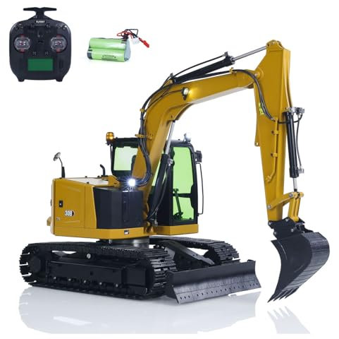 wheelfun Pelle hydraulique en métal 1/14 RC C308 Pelleteuse radiocommandée Véhicule de construction RTR Modèle ST8 Batterie Radio Modèle Hobby Grade pour adulte