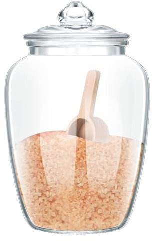 Gzsekken Bath Salt Jar,Glass Bath Salt Container with Airtight Lid,Large Capacity Glass Bathroom Jars with Spoon, Sticker and Pen,for Bathroom Container Jar,Bathtub decor and Accessories 74 OZ/2 L