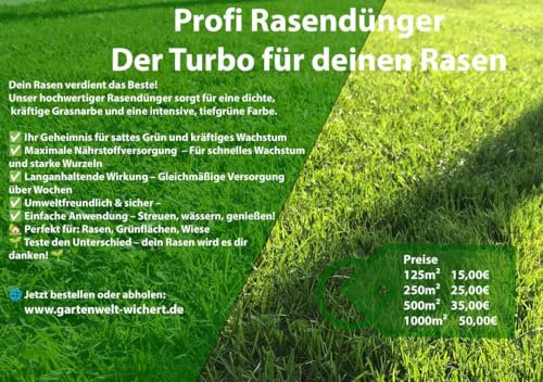 Turbo Rasendünger mit langzeiteffekt und Moosvernichtung vom Profi (500m² = 10kg)