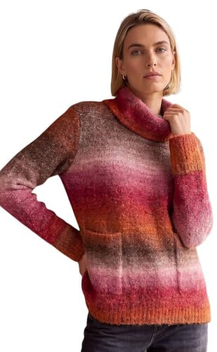 Roman Originals Ombre Stripe Knit Jumper for Women UK - Ladies Everyday Autumn Winter High Neckline Comfy Soft Evening Vacation Work Party Night Out