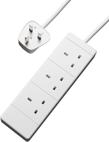 3 way Gang UK Power Extension Lead with Long Cable 3 meter for Home and Office outdorr&indoor(3 Sockets)