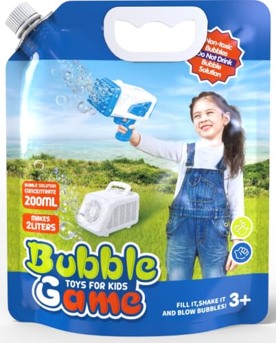 Blubbel 2L Seifenblasenflüssigkeit, Seifenblasen Flüssigkeit Konzentrat für Seifenblasenpistole, Seifenblasenmaschine, Seifenblasen Pusten, Bubble Gun, Nachfüllflasche Seifenblasen Pistole, Hochzeit