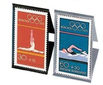 15x SAFE 924 Klarsichtklemmtaschen für Briefmarken - Streifen Tabs 24 x 200 mm Klemmtaschen schwarz / selbstklebende Klemmtaschen von HAWID exclusiv bei SAFE