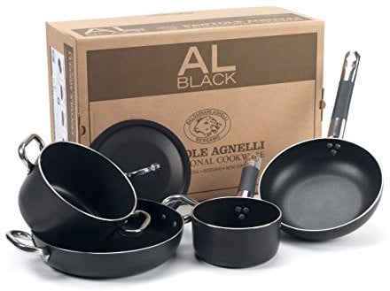 Pentole Agnelli ALSASETALBLACK2 All Black Set per 2 Persone, 3 mm, 5 Pezzi