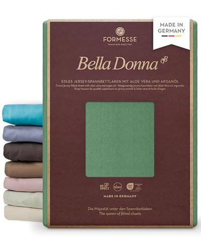 Bella Donna Jersey Alto edles Spannbettlaken Boxspring: glatt, kein Pilling | FORMESSE; Farbe Olive; 120x190-130x220cm, bis 45cm; 97% Baumwollzwirn, 3% Elastan; Aloe Vera&Arganöl, intensive Farben