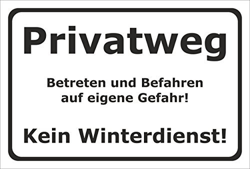 Melis-Folienwerkstatt Schild Privatweg Kein Winterdienst - 30x20cm - Bohrlöcher - 3mm Aluverbund – 20 VAR S00018-001-A