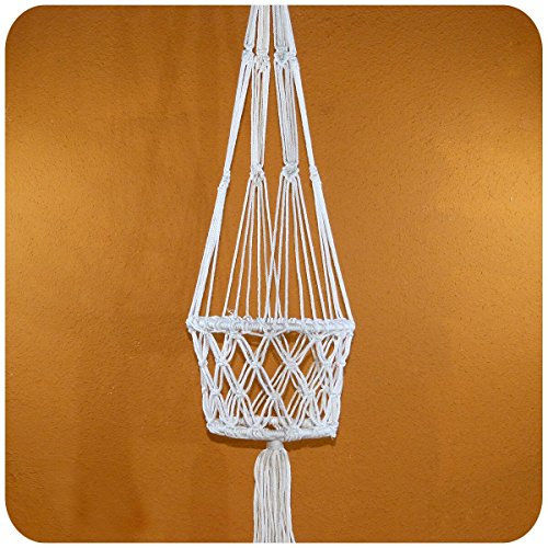 Simandra handgefertigter Makramee Blumenampel Hängeampel geknotet, Knüpftechnik Pflanzen-hänger Planthanger, Boho Vintage Shabby Chic geknüpft klein