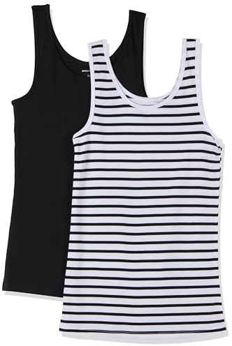 Amazon Essentials Wae45056sp18, maglie premaman Donna, Nero (White/Black Stripe/Black), 46 (Taglia Produttore: Large)