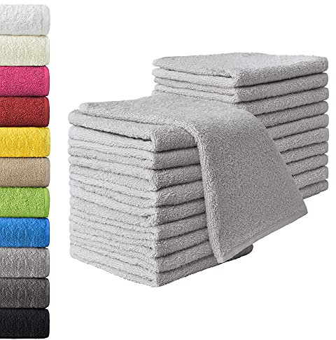 NatureMark Gästetücher – 20er Pack (30x50 cm), 100% Baumwolle, Oeko-TEX Zertifiziert, weich, saugfähig und pflegeleicht – Für Bad, Gäste & Spa – Silber Grau
