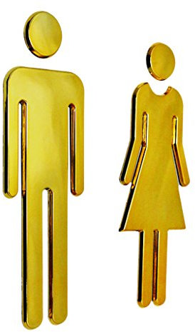 amagogo LOVIVER Paar Damen Und Herren WC Schild Türschild Toilettenschild, Gold