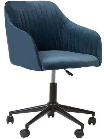 Beliani Moderner Bürostuhl aus Samtstoff in Blau Venice