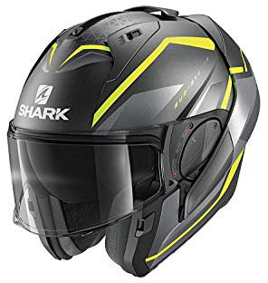SHARK Herren NC Motorrad Helm, Grau/Gelb, XS