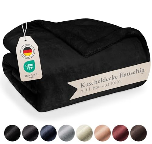 Blumtal Premium Sherpa Kuscheldecke flauschig - Wohndecke Kuscheldecke 150x200 cm - OEKO-TEX zertifizierte Fleecedecke 150x200 cm - Wohn- & Kuscheldecke - Wohndecke 150x200 - Plüschdecke - Schwarz