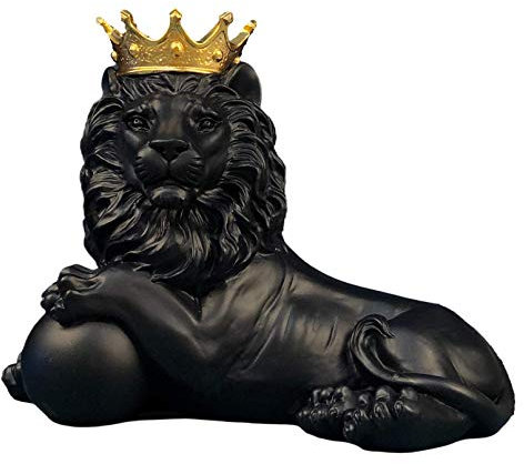 Vinbcorw Statues Sculptures Crown Golden Lion Statue Animal Figure Resin Modern Decoration Sculpture Craftsmanship Für Office Wohnzimmer Bar Café Wohnkultur,Schwarz