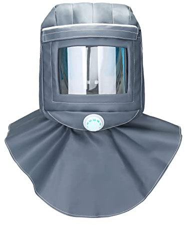 ENJOHOS Gorro Tipo Chal para pulir con Chorro de Arena, Chal Impermeable y a Prueba de Polvo con Casco Incorporado para Eliminar el Polvo, Pintura y Embalaje de Cemento (Gris)