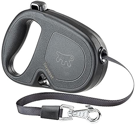 Ferplast Hundeleine Flippy ONE, Rollleine kleine Hunde bis 15 kg. Ausziehbares Gurtband max. 4 m. Einzelner Verriegelungs- und Entriegelungsknopf, schwarz