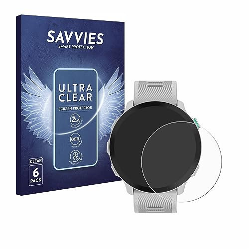 savvies Protector Pantalla para Garmin Forerunner 55 (6 Unidades) Película Ultra Transparente