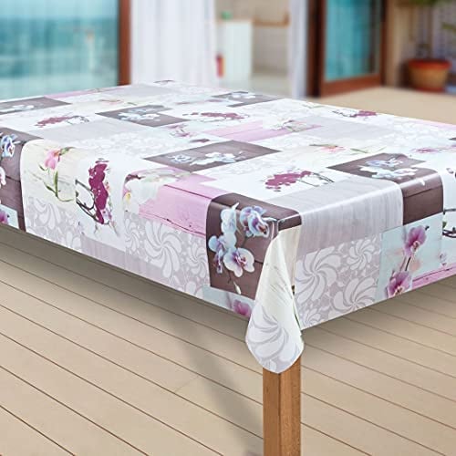 laro Wachstuch-Tischdecke Abwaschbar Garten-Tischdecke Wachstischdecke PVC Plastik-Tischdecken Eckig Meterware Wasserabweisend Abwischbar |70|, Muster:Orchidee, Größe:110x180 cm