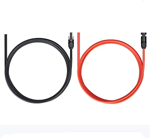 Coppia di cavi per pannelli solari 4 mmq con coppia di connettori compatibili MC4 (4mmq - 1 M rosso + 1 M nero)