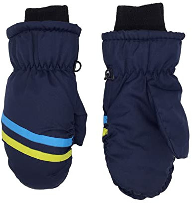 TinaDeer Skihandschuhe für 3-12 Jahre Kinder Mädchen Jungen Wasserdichte Winddichte Fäustlinge Warme Kinderhandschuhe Winterhandschuhe Handschuhe für Outdoor Sport Skifahren (Marine, 8-12 Jahre)