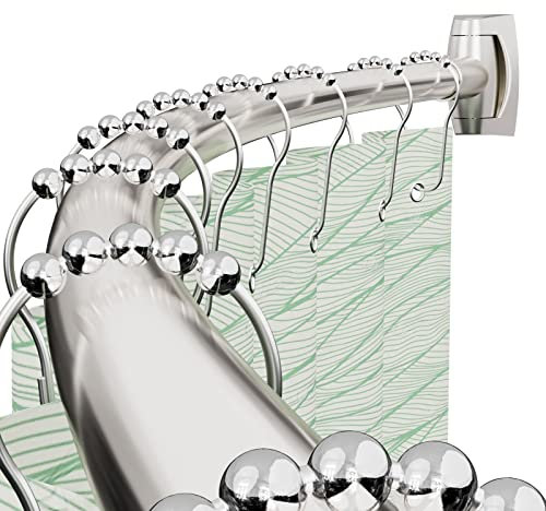 Bonpally Barra de cortina de ducha curvada de 43 a 72 pulgadas ajustable, barra de ducha de aluminio a prueba de óxido, barra de cortina de ducha redonda, varillas de ducha curvadas para baño,