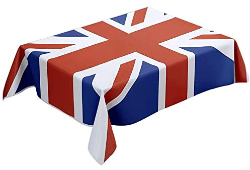 Tischdecke mit Union Jack-Motiv, Motiv: britische Flagge, wiederverwendbar, Tischtuch für das Platinjubiläum der Königin 2022 Union Jack Partyzubehör (140 x 180 cm)