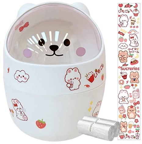 LOVIVER Mini Poubelle avec Couvercle Bureau Maison Chambre Poubelle Poubelle Poubelle Organisateur comptoir Bureau Chambre d'enfants Poubelle, Blanche