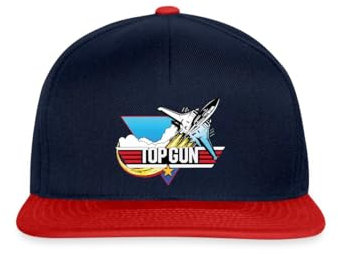 Spreadshirt Top Gun Fighter Kampfjet Logo Snapback Cap, One Size, Navy/Rot