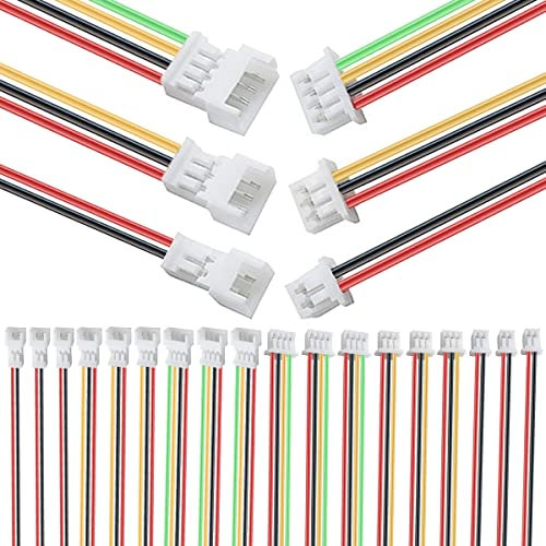 DAOKAI 10 Pairs 26AWG JST 1.25mm 2/3/4 Pin Connector Female&Male Plug JST Connector Cable for LED Strip Light/RC Battery with 150mm Wire