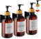 VITVITI Seifenspender Wandbefestigung ohne Bohren, 3 Stück Shampoo Spender, 500 ml Duschgel Spender aus Kunststoff, Shampoo Spenderflasche mit Pumpe für Küche Badezimmer Dusche (Braun)