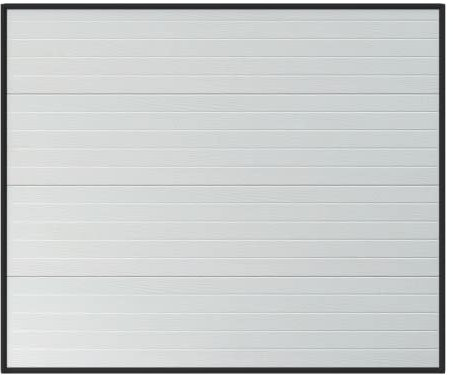 Vente-unique - Porte de garage sectionnelle effet rainuré blanc motorisée L254 x H218 cm - NORIA