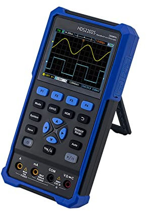RANRAO Oszilloskop HDS2202S 3-in-1 Digitales Hand-Oszilloskop mit 200 MHz Bandbreite 8,9 cm LCD 2 + 1 CH (Oszilloskop + Multimeter + Wellenformgenerator)