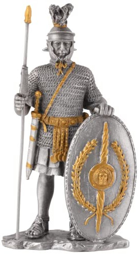 Römischer Legionär mit Speer, aus Zinn, mit Silber- und Goldfarbe von Hand bemalt, by Veronese