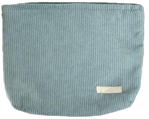 Trousse de toilette en velours côtelé avec fermeture éclair - Trousse de toilette multifonction - Trousse de maquillage portable, bleu, Couleur unie