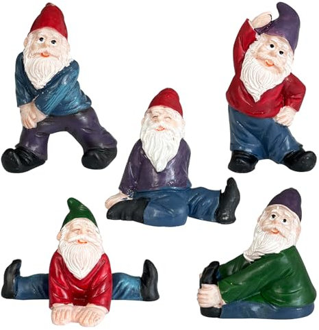 Fayemint 5 Pièces Nain Jardin Humour, Nain Jardin Polyrésine, Nain Jardin Créatif, Nain Jardin Exterieur, pour Décoration Pelouse, Accessoires Jardin, Ornements Table