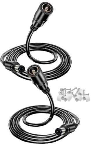 VOLTKARE 2er-Pack 18 AWG 5 m 12-V-DC-Verlängerungskabel, 5,5 x 2,1 mm Stecker auf Buchse, für LED Strip Light, IR Illuminator,Tapo WiFi IP-Kamera,6-36 Volt Adapter Power (Schwarz)