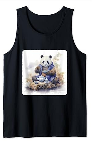 Panda avec un service à thé Panda avec service à thé traditionnel Débardeur
