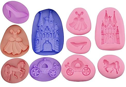 TTOA - 5 Pcs Castle Heels Silicone Fondant Moulds | Pumpkin Carriage | Cinderella Themed Sugar Craft | Cake Decoration