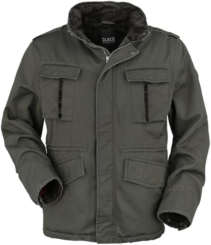 Black Premium by EMP Herren oliv-grüne Winterjacke mit versteckter Kapuze S