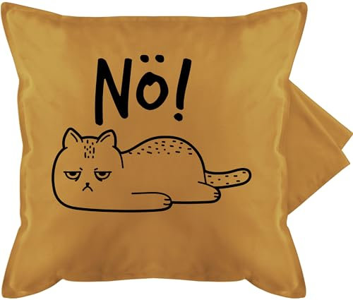 Shirtracer Kissenbezug - Kissen - Nö Katze I Lustiges Katzenmotiv I Geschenk Katzenbesitzer I Katzenfan - 50 x 50 cm - Gelb - katzenkissen lustig mit sprüche Katzen cat kuschelkissen